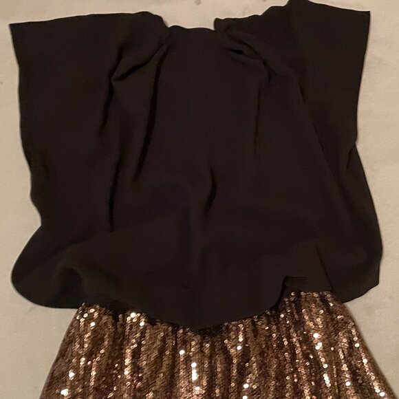 Express, XS Gold Sequin Colorblock Mini Dress, with Black top - Picture 9 of 9
